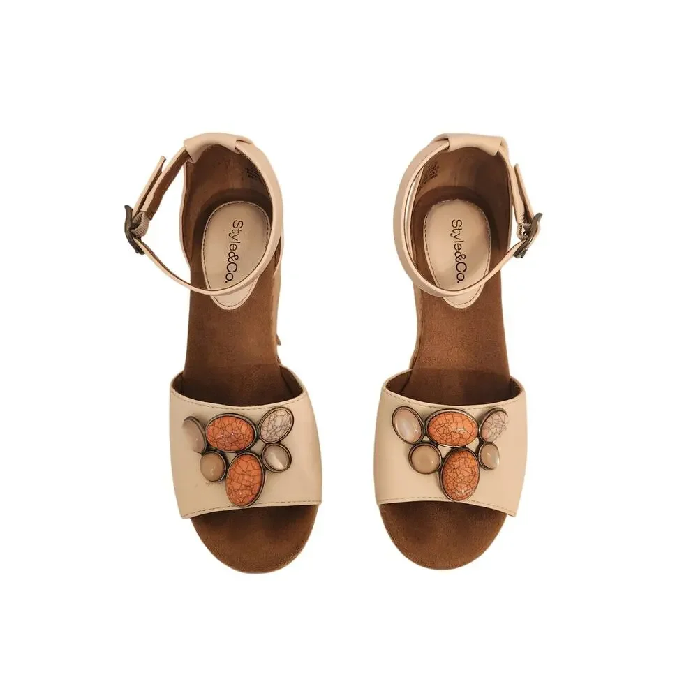Style & Co.  Women's Seleeney Stone Embellished Wedge Sandals 5.5M